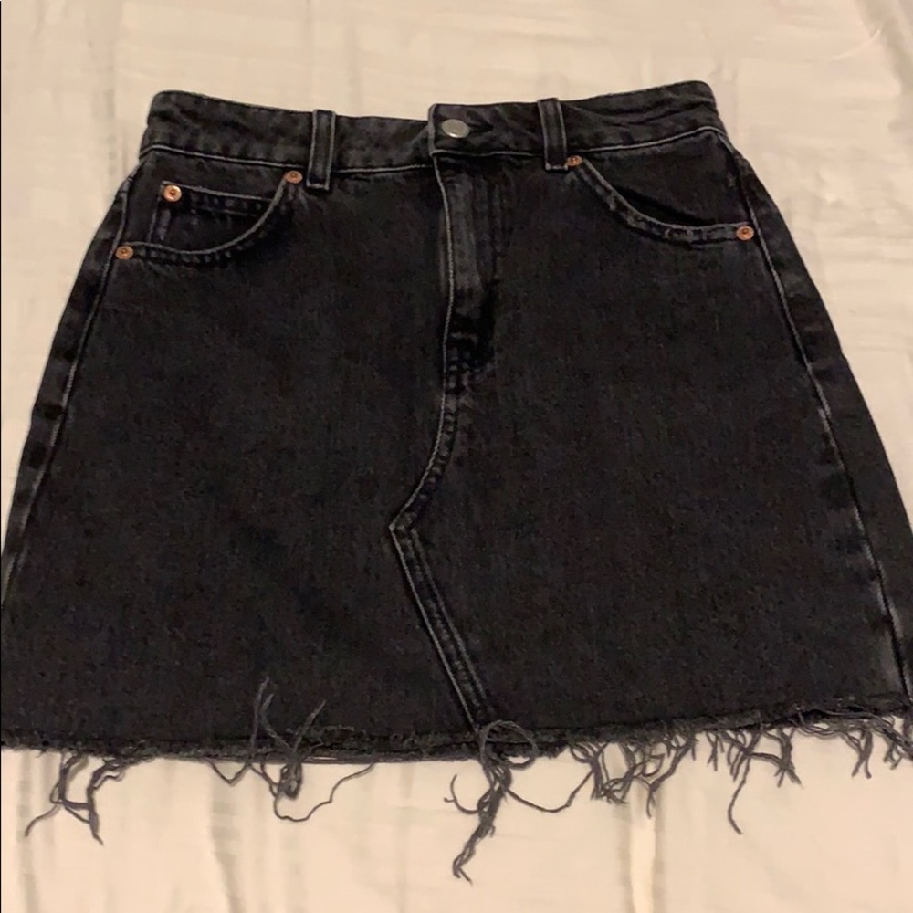 Top shop black denim skirt